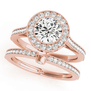 18K Rose Gold 1 1/3 ct tw Halo Diamond Engagement Ring