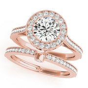 18K Rose Gold 1 1/3 ct tw Halo Diamond Engagement Ring