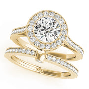 14K Yellow Gold 1 1/3 ct tw Halo Diamond Engagement Ring