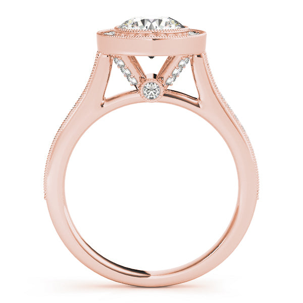 18K Rose Gold 1 1/3 ct tw Halo Diamond Engagement Ring
