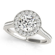 18K White Gold 1 1/3 ct tw Halo Diamond Engagement Ring