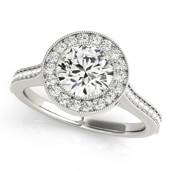 18K White Gold 1 1/3 ct tw Halo Diamond Engagement Ring