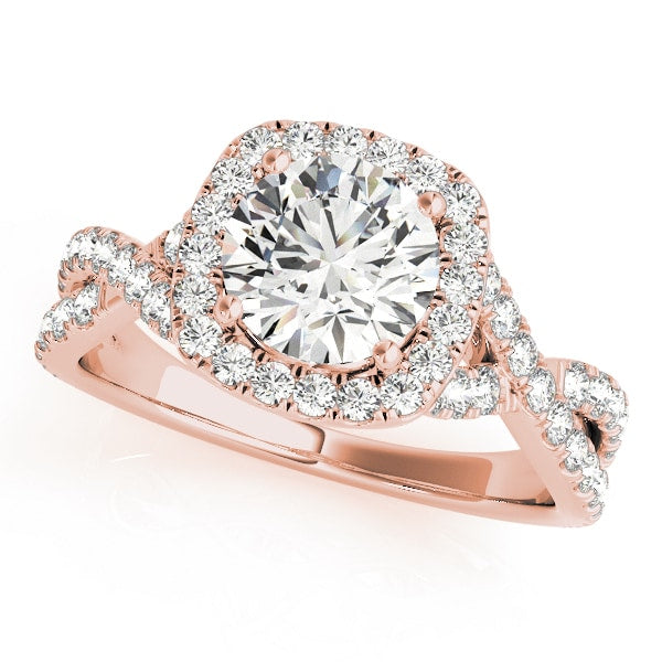 14K Rose Gold 1 1/2 ct tw Halo Diamond Engagement Ring