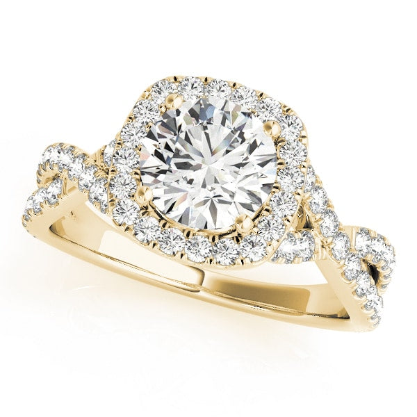 14K Yellow Gold 1 1/2 ct tw Halo Diamond Engagement Ring