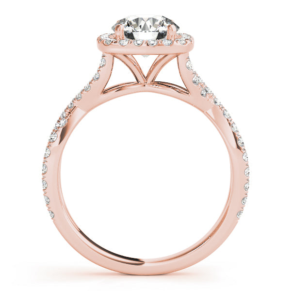 14K Rose Gold 1 1/2 ct tw Halo Diamond Engagement Ring