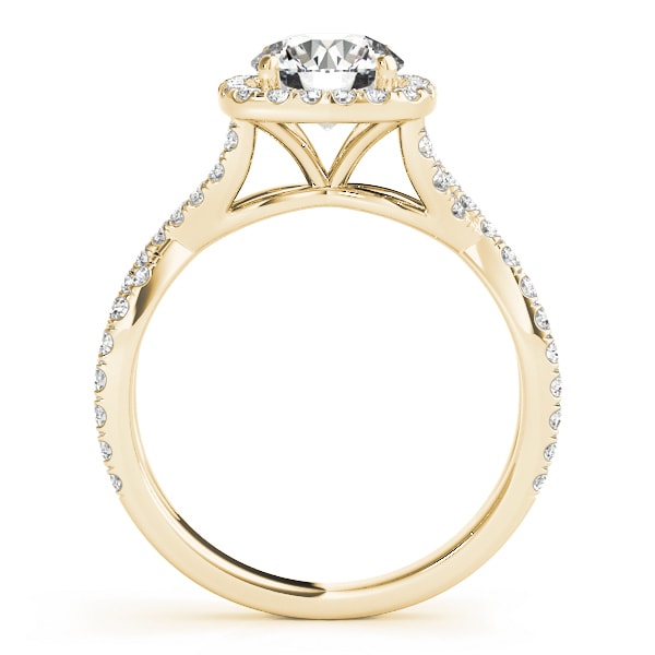 14K Yellow Gold 1 1/2 ct tw Halo Diamond Engagement Ring