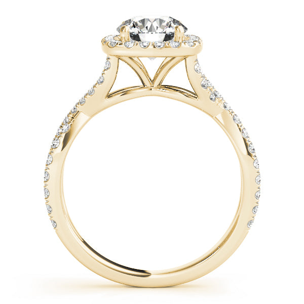 18K Yellow Gold 1 1/2 ct tw Halo Diamond Engagement Ring