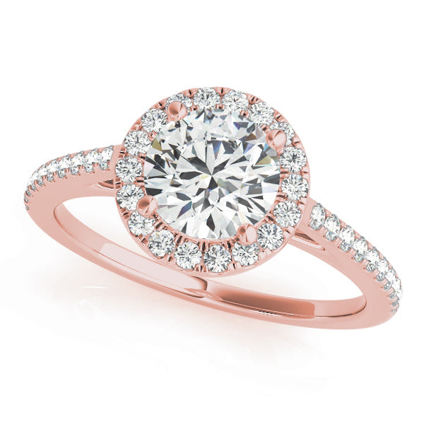 18K Rose Gold 1 1/3 ct tw Halo Diamond Engagement Ring