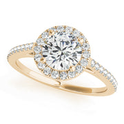 14K Yellow Gold Round Diamond Halo Engagement Ring