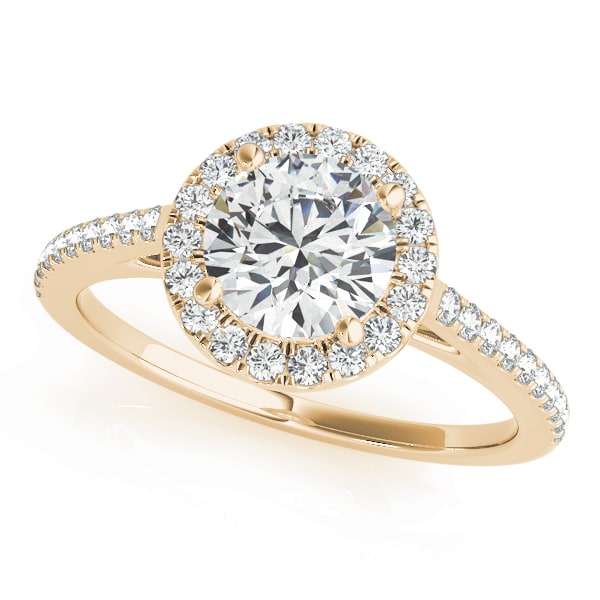 18K Yellow Gold 1 1/3 ct tw Halo Diamond Engagement Ring