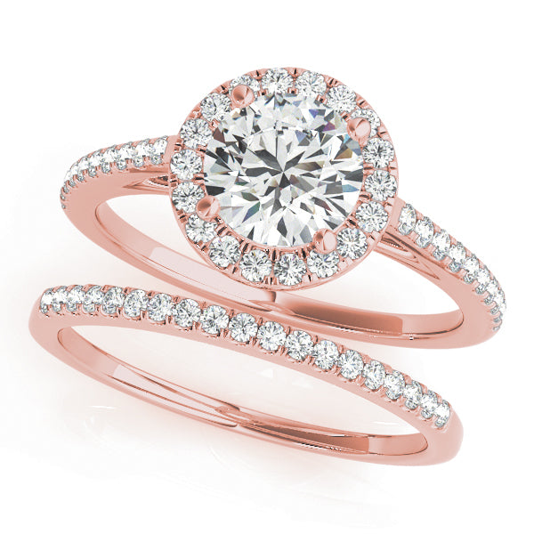 18K Rose Gold 1 1/3 ct tw Halo Diamond Engagement Ring