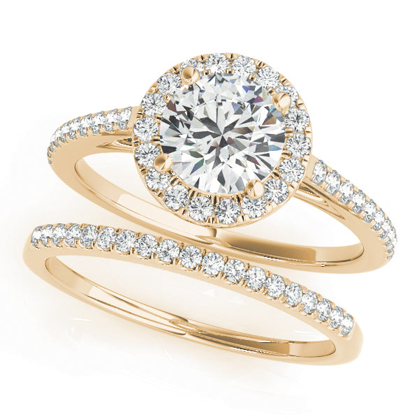 18K Yellow Gold 1 1/3 ct tw Halo Diamond Engagement Ring
