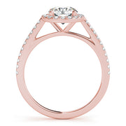 18K Rose Gold 1 1/3 ct tw Halo Diamond Engagement Ring