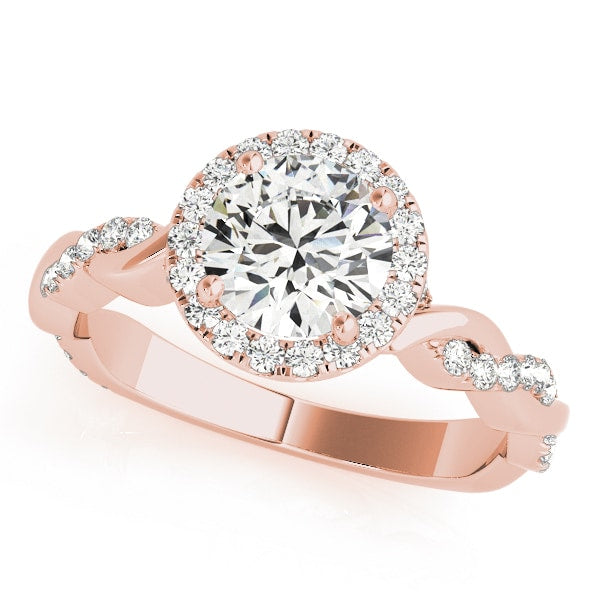 14K Rose Gold 1 1/3 ct tw Halo Diamond Engagement Ring