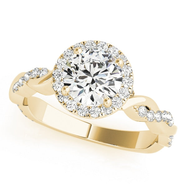 18K Yellow Gold 1 1/3 ct tw Halo Diamond Engagement Ring