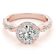 18K Rose Gold 1 1/3 ct tw Halo Diamond Engagement Ring