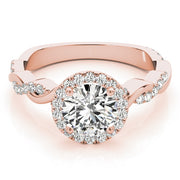 18K Rose Gold 1 1/3 ct tw Halo Diamond Engagement Ring