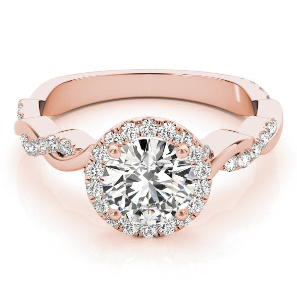 18K Rose Gold 1 1/3 ct tw Halo Diamond Engagement Ring