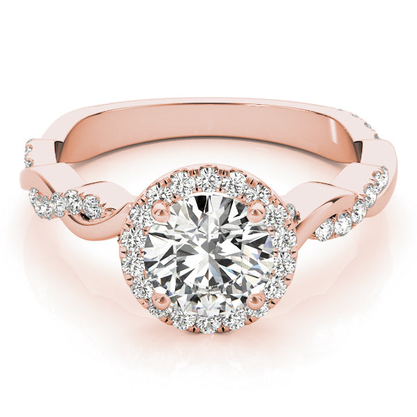 18K Rose Gold 1 1/3 ct tw Halo Diamond Engagement Ring