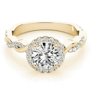 14K Yellow Gold 1 1/3 ct tw Halo Diamond Engagement Ring