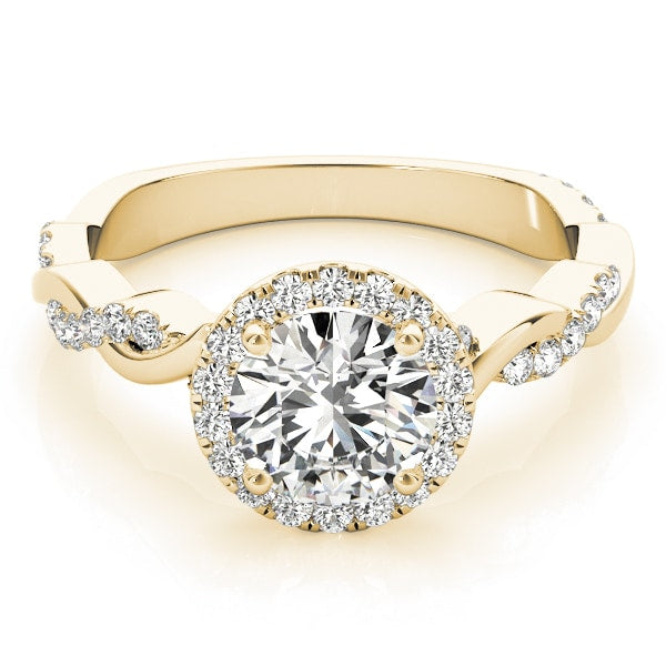 14K Yellow Gold 1 1/3 ct tw Halo Diamond Engagement Ring