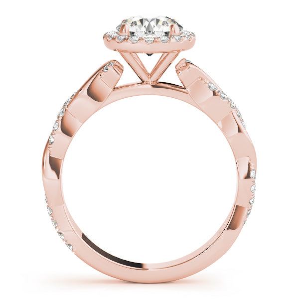 14K Rose Gold 1 1/3 ct tw Halo Diamond Engagement Ring