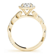 18K Yellow Gold 1 1/3 ct tw Halo Diamond Engagement Ring