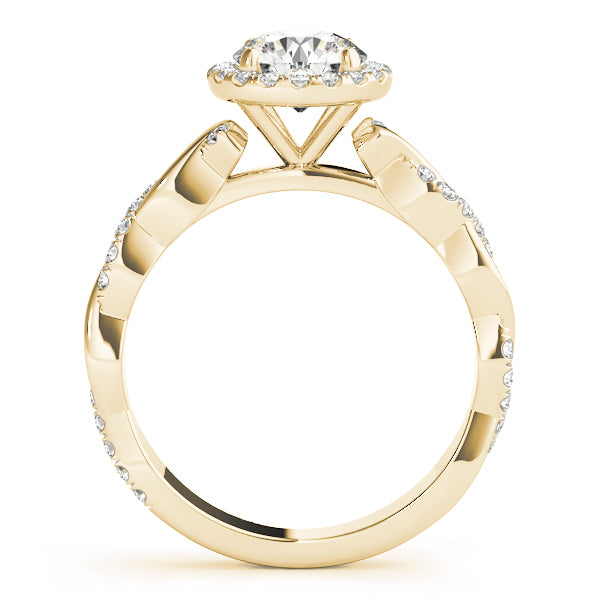 18K Yellow Gold 1 1/3 ct tw Halo Diamond Engagement Ring