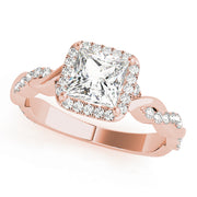 18K Rose Gold 0.5 CT Diamond Halo Engagement Ring