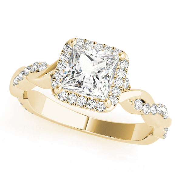 14K Yellow Gold Diamond Halo Engagement Ring 0.5ctw