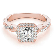 18K Rose Gold 0.5 CT Diamond Halo Engagement Ring