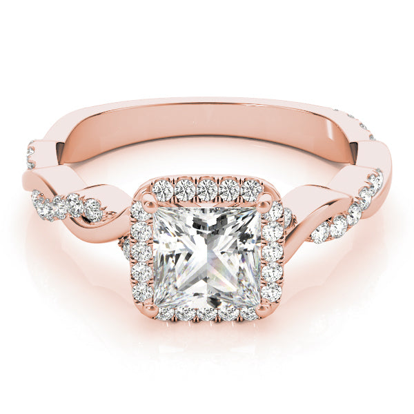 18K Rose Gold 0.5 CT Diamond Halo Engagement Ring