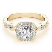 14K Yellow Gold 1/2 ct tw Halo Diamond Engagement Ring