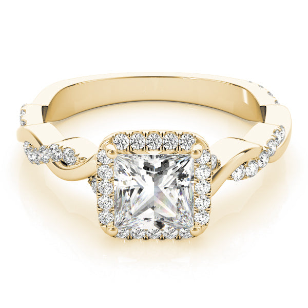 18K Yellow Gold 1/2 ct tw Halo Diamond Engagement Ring