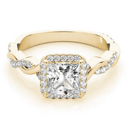 14K Yellow Gold Diamond Halo Engagement Ring 0.5ctw