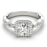 Diamond Halo Square Center Engagement Ring