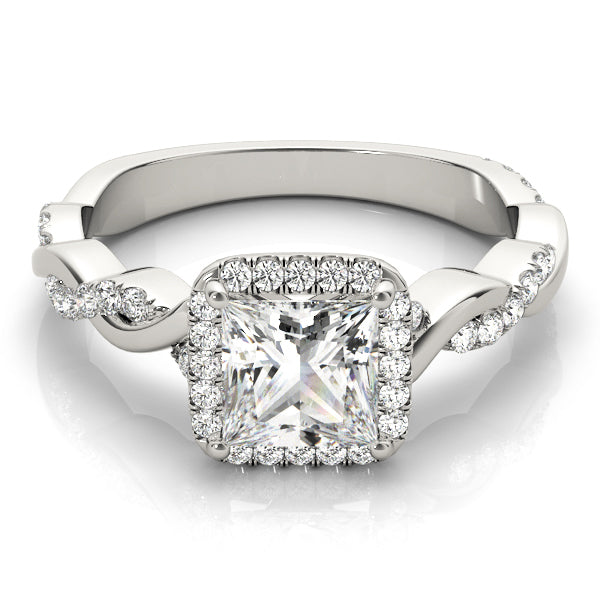 Diamond Halo Square Center Engagement Ring
