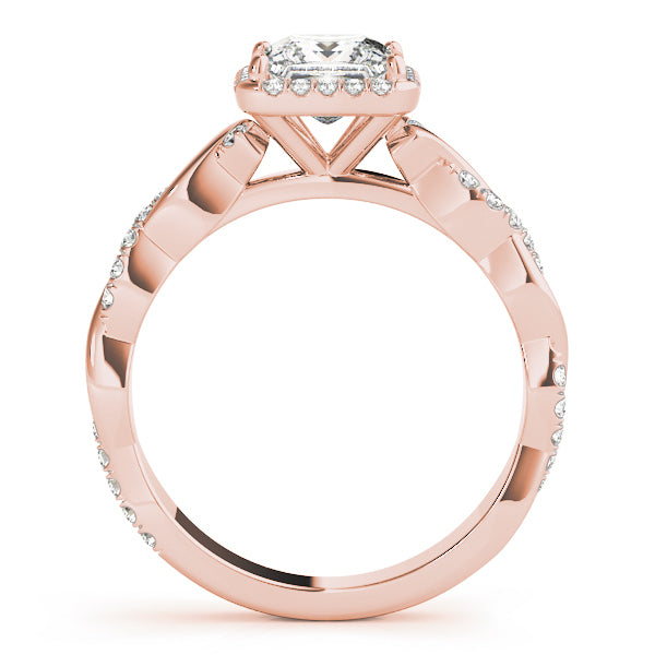 14K Rose Gold 1/2 ct tw Halo Diamond Engagement Ring