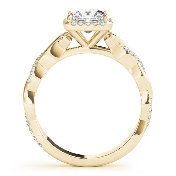 14K Yellow Gold 1/2 ct tw Halo Diamond Engagement Ring