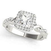 Diamond Halo Square Center Engagement Ring