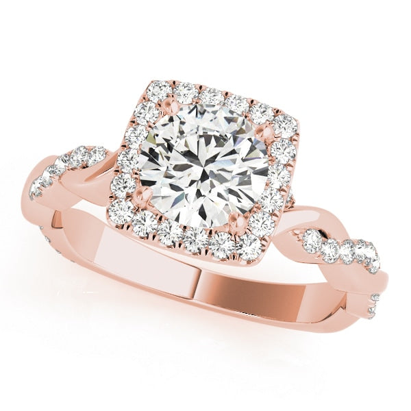 14K Rose Gold 1 1/3 ct tw Halo Diamond Engagement Ring