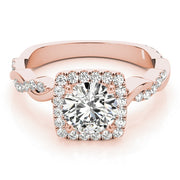 14K Rose Gold 1 1/3 ct tw Halo Diamond Engagement Ring