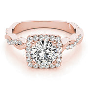 18K Rose Gold 1 1/3 ct tw Halo Diamond Engagement Ring