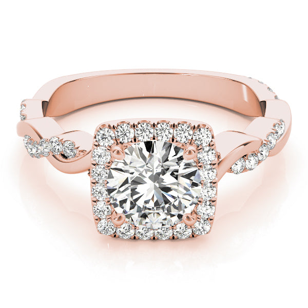 18K Rose Gold 1 1/3 ct tw Halo Diamond Engagement Ring