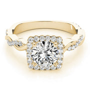 14K Yellow Gold 1 1/3 ct tw Halo Diamond Engagement Ring