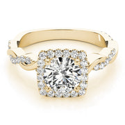 18K Yellow Gold 1 1/3 ct tw Halo Diamond Engagement Ring