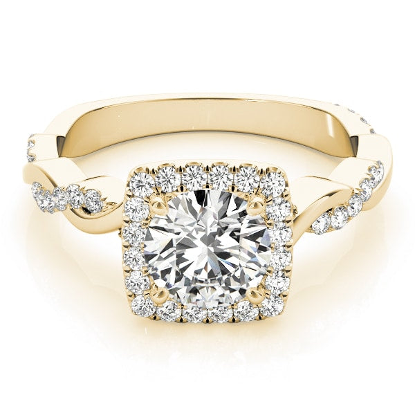 18K Yellow Gold 1 1/3 ct tw Halo Diamond Engagement Ring