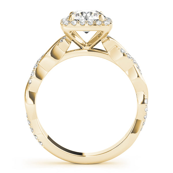 18K Yellow Gold 1 1/3 ct tw Halo Diamond Engagement Ring