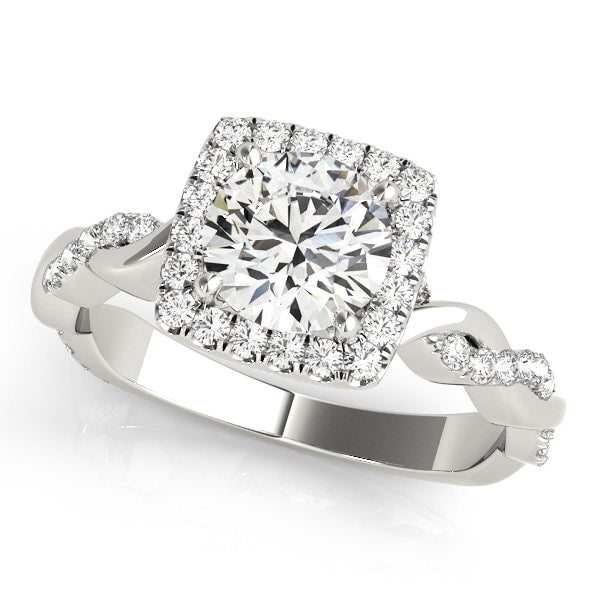 18K White Gold 1 1/3 ct tw Halo Diamond Engagement Ring