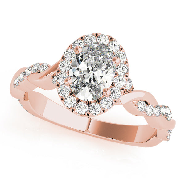 14K Rose Gold 1/2 ct tw Halo Diamond Engagement Ring